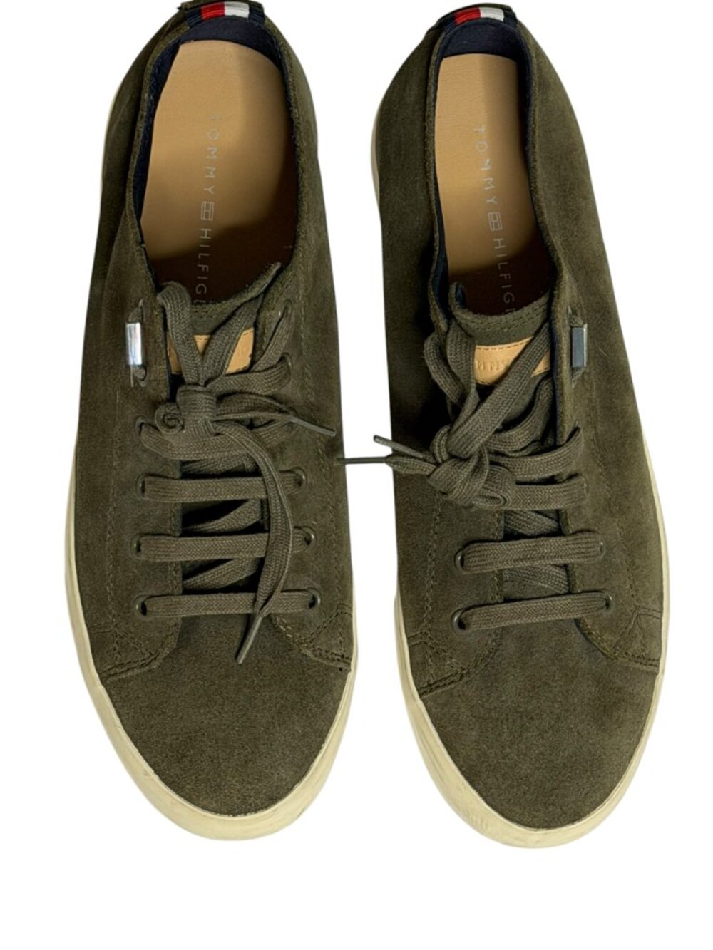 Tommy Hilfiger Suede Leather Sneakers Mens Shoes Trainers Green 11.5 - Picture 3 of 11